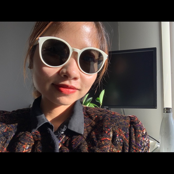 Saint Laurent unisex round white frame sunglasses - Picture 7 of 8